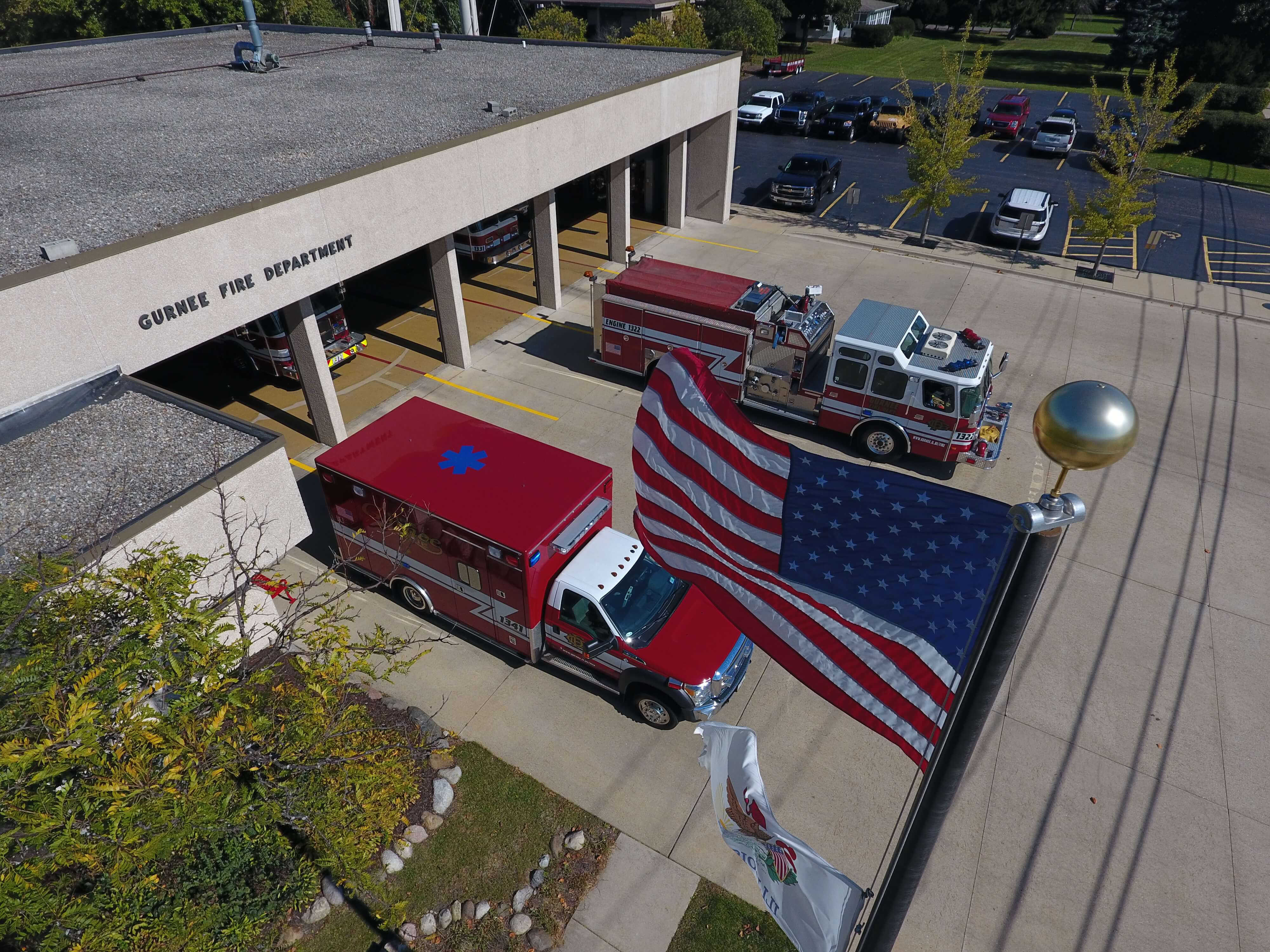 Fire Station 1 with Flag Fire Station 1 with Flag