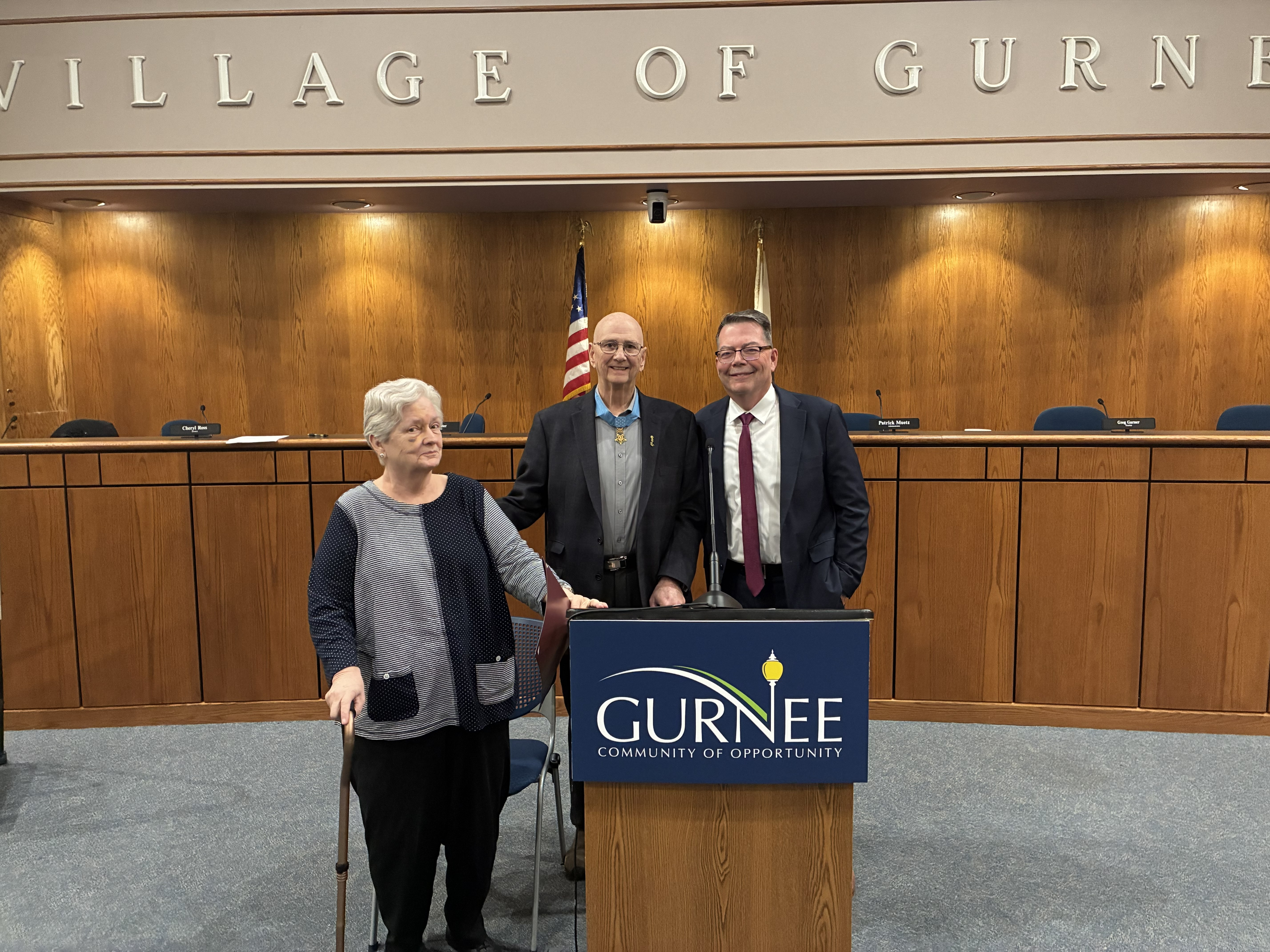 Medal of Honor Recipient Allen J Lynch recognized at Village Board Meeting