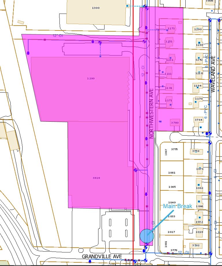 Water Main Break at Northwestern and Grandville Avenue